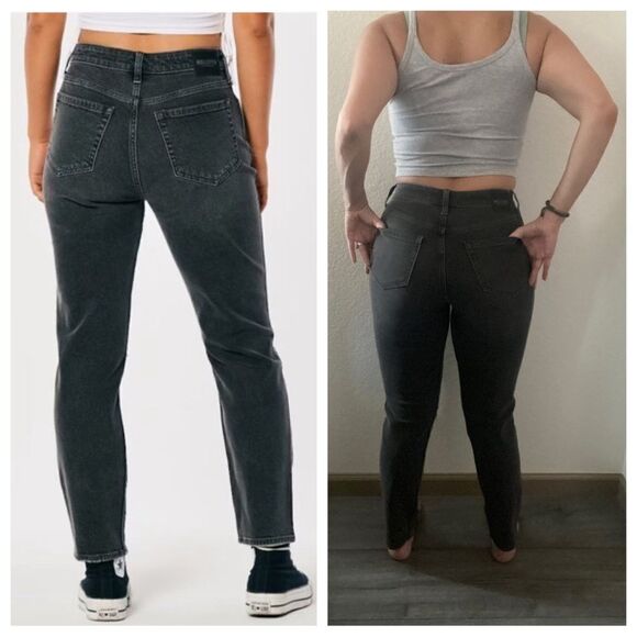 Hollister Ultimate High Rise Mom Jean Black 25 Stretch Ripped - Picture 9 of 16